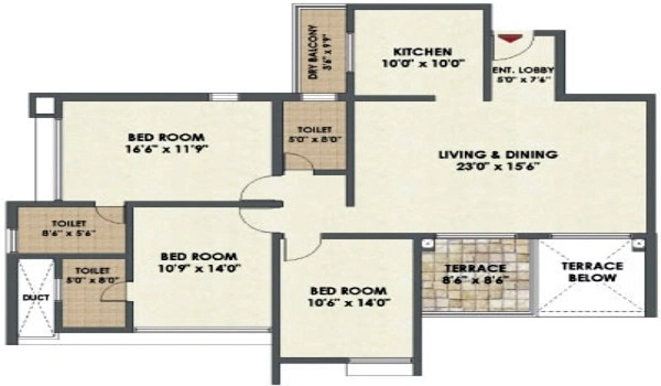 Prestige Hillside Gateway Apartments 3.5 BHK Floor Plan